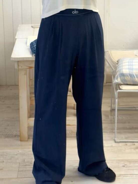 ALO Yoga Pants - ALO Yoga Suit Up Trouser,Navy Blue Wide Leg Pants,Office Travel,Chic,30"Inseam😍